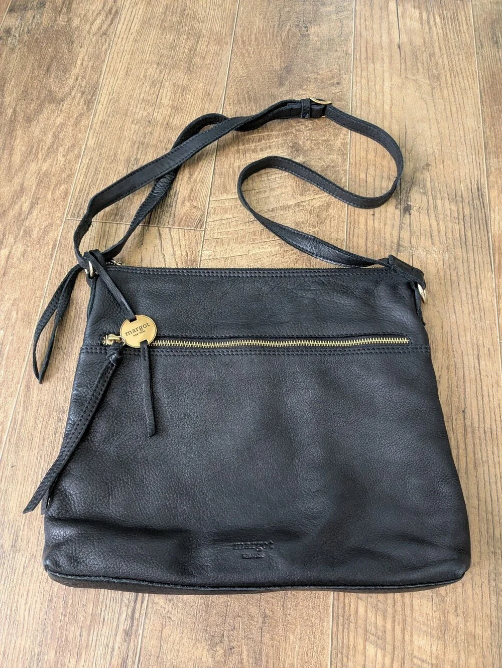 Margot Black Leather Crossbody Bag